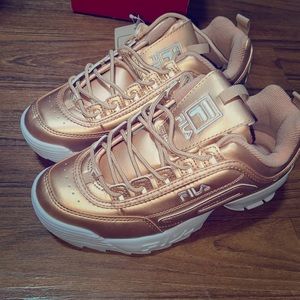 Women’s Fila Disruptor Rose Gold Sneaker Size 9
